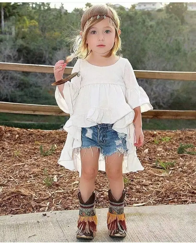 1pcs Kids Baby Girls pretty elegant Princess o-neck half flare sleeve White Outfits Dress Clothes AU | Детская одежда и обувь