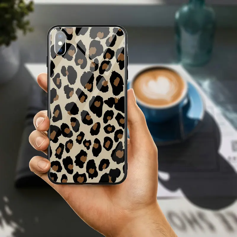 Чехлы для телефонов из закаленного стекла с леопардовым принтом тигра