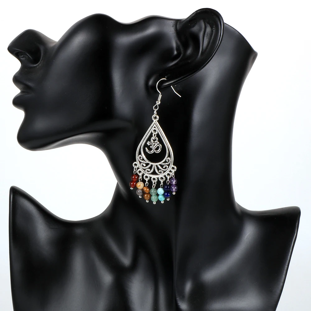 Reiki 7 Chakra Natural Stone Drop Earrings For Women 2020 Fashion Boho Chip Gravel Beads Tassel Dangle Hangling Earring Jewelry | Украшения