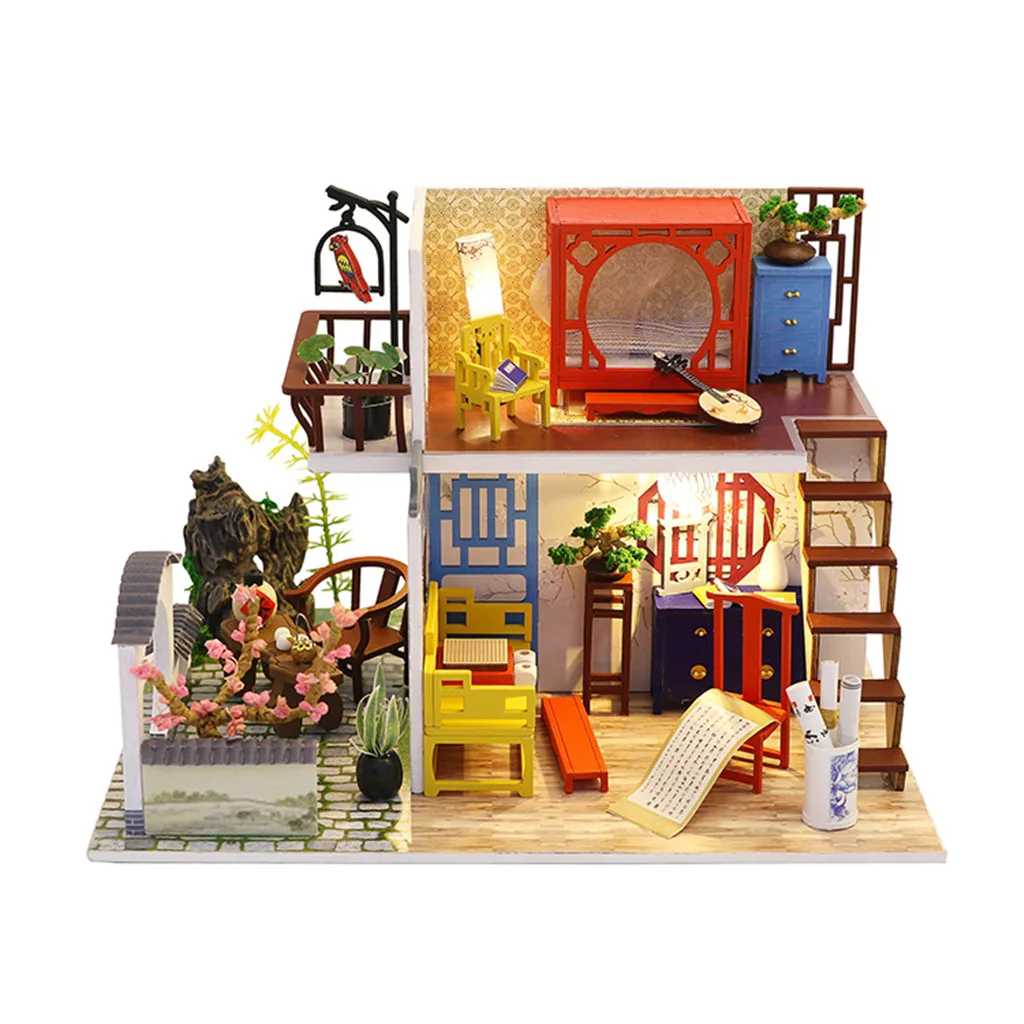 Новый 3D Деревянный DIY светодиодный светильник миниатюрный кукольный домик