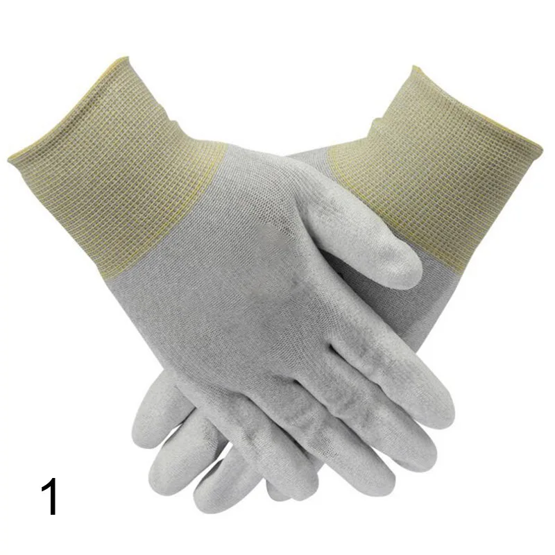 

1 Pair Anti Static Gloves High Resistance Carbon Fiber Polyurethane Dipped Palm and Fingers Work Gloves Protect Your Safe VDX99