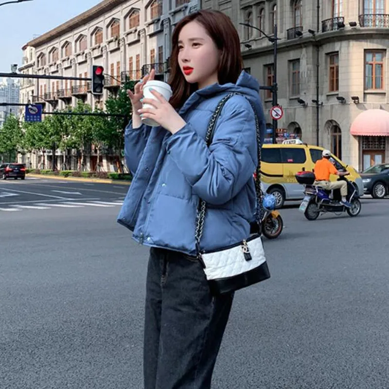 

Fashion Korean Short Cotton Coat Jacket Women Parka 2019 New Autumn Winter Casual Loose Hooded Coats Warm Puffer Jacket chaqueta