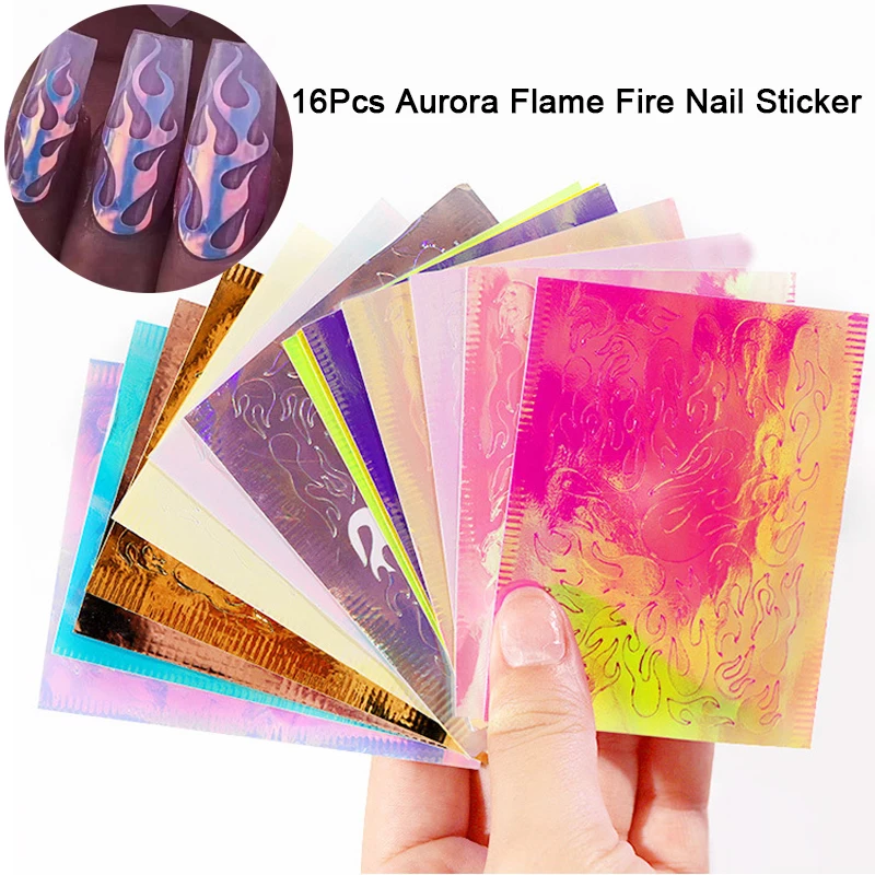 

16 шт., самоклеящиеся наклейки для ногтей