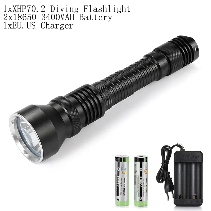 Package B Алюминий XHP70 желтый/белый светильник светодиодный вспышка светильник подводный Водонепроницаемый 6000 люмен фонарь Пеший Туризм Кемпинговые фонари - Испускаемый цвет: Package B