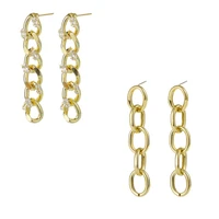 metal chain long section drop earring geometric gold color hip hop for women girls party jewelry gifts