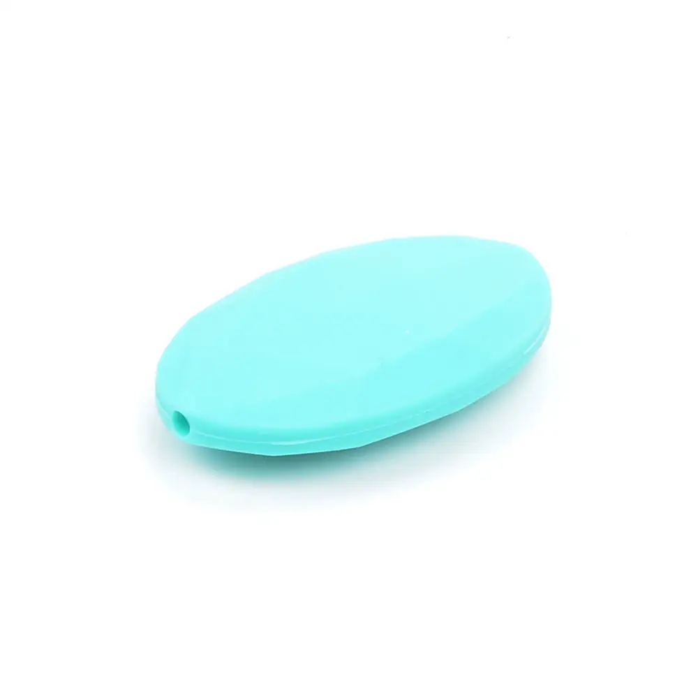 LOFCA-Cuentas de silicona sin BPA para morder para beb&eacute;, abalorios planos de forma ovalada para morder, accesorios de juguete para dentici&oacute;n, 50 Uds.-5