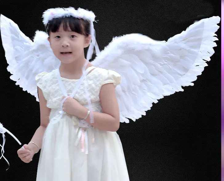 Костюмы ангела с крыльями и перьями Сказочное нарядное платье для девочек Наряд