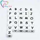 Teeny Teeth 100 шт. кубик алфавита пищевой силикон бусины в 26 букв BPA бесплатно силиконовые жевательные бусины для прорезывания зубов жевательные бусины