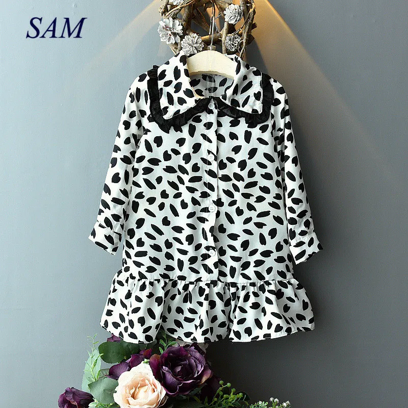 Осень 2020 Детские платья для девочек кружевные шифоновые с кукольным воротником