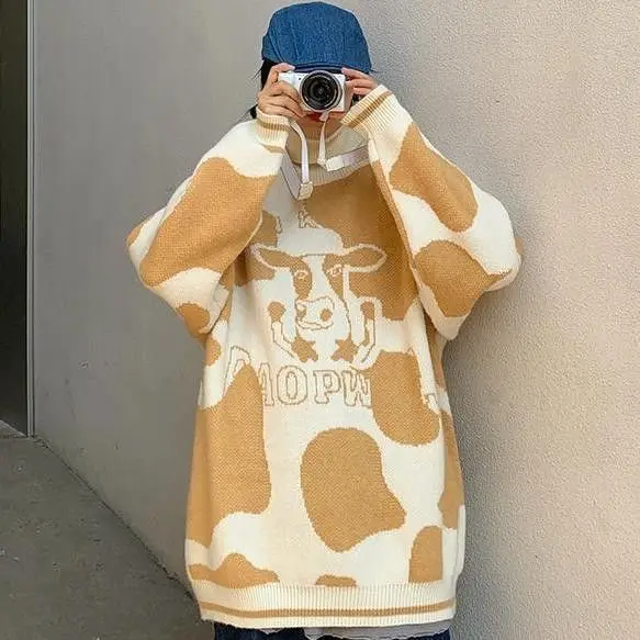 

2021 New Fashion Autumn Winter Women's Sweater Sweet Cow Women's Turtleneck Oversize Jersey Mujer Preppy Style