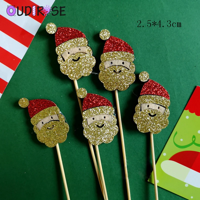 Милый фетр Санта Снеговик Рождественская елка мини Топпер для торта веселое