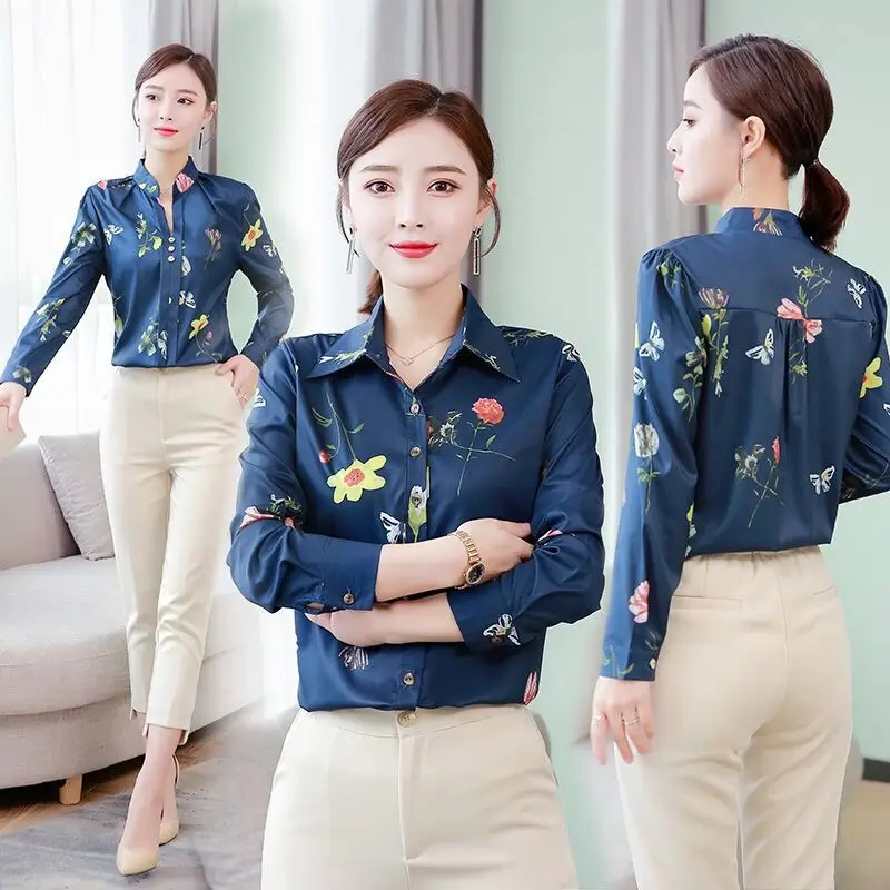 Женская шифоновая блузка с цветочным принтом размеры до 5XL|Блузки| |