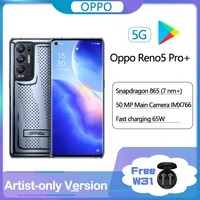 original oppo smartphone reno 5 pro plus 5g art cellphone 6 55 90hz 50mp 65w fastcharger snapdragon865 free wireless headset