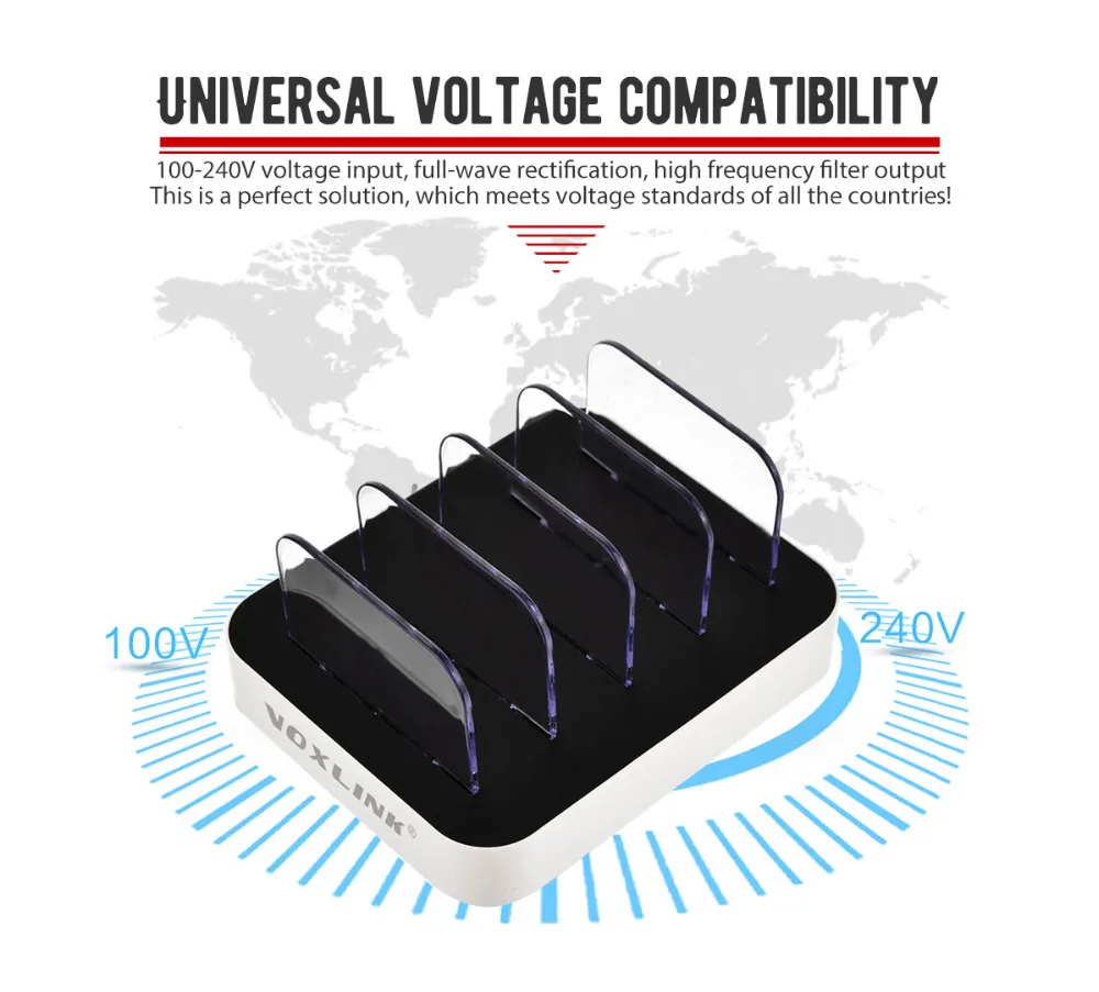 Универсальная зарядная станция VOXLINK с несколькими USB портами док 4 Настольная