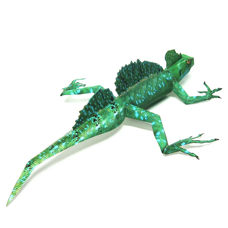 Модель из бумаги с ящерицей Basiliscus реалистичное животное мини 3D поделки для детей