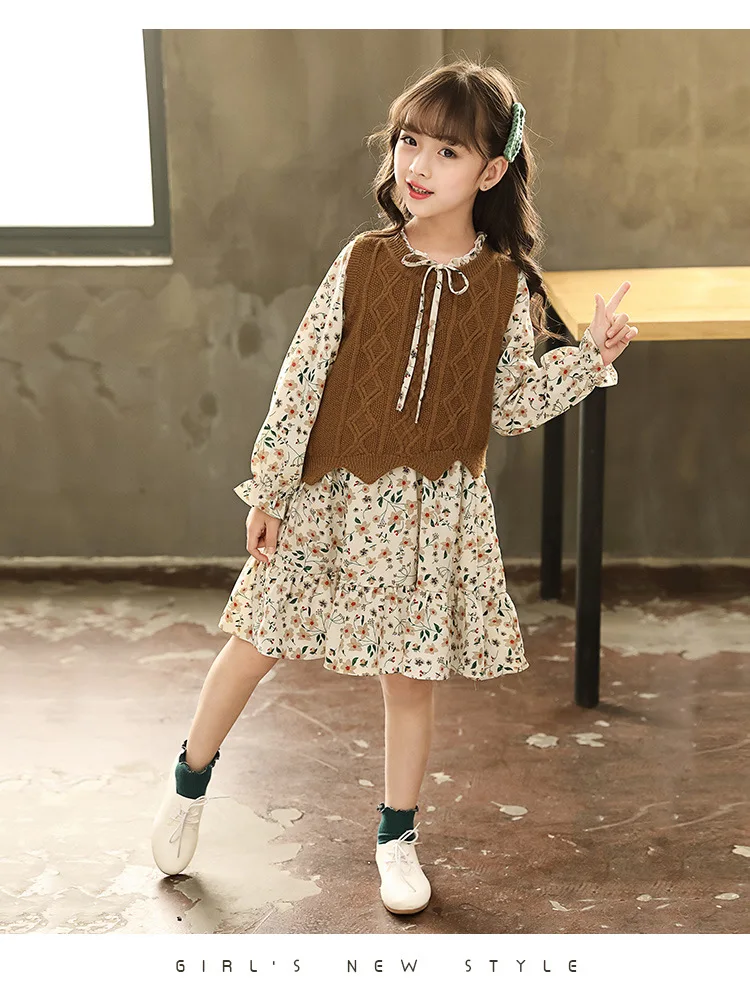 Платье для девочек свитер детская одежда с длинным рукавом подростков из 2