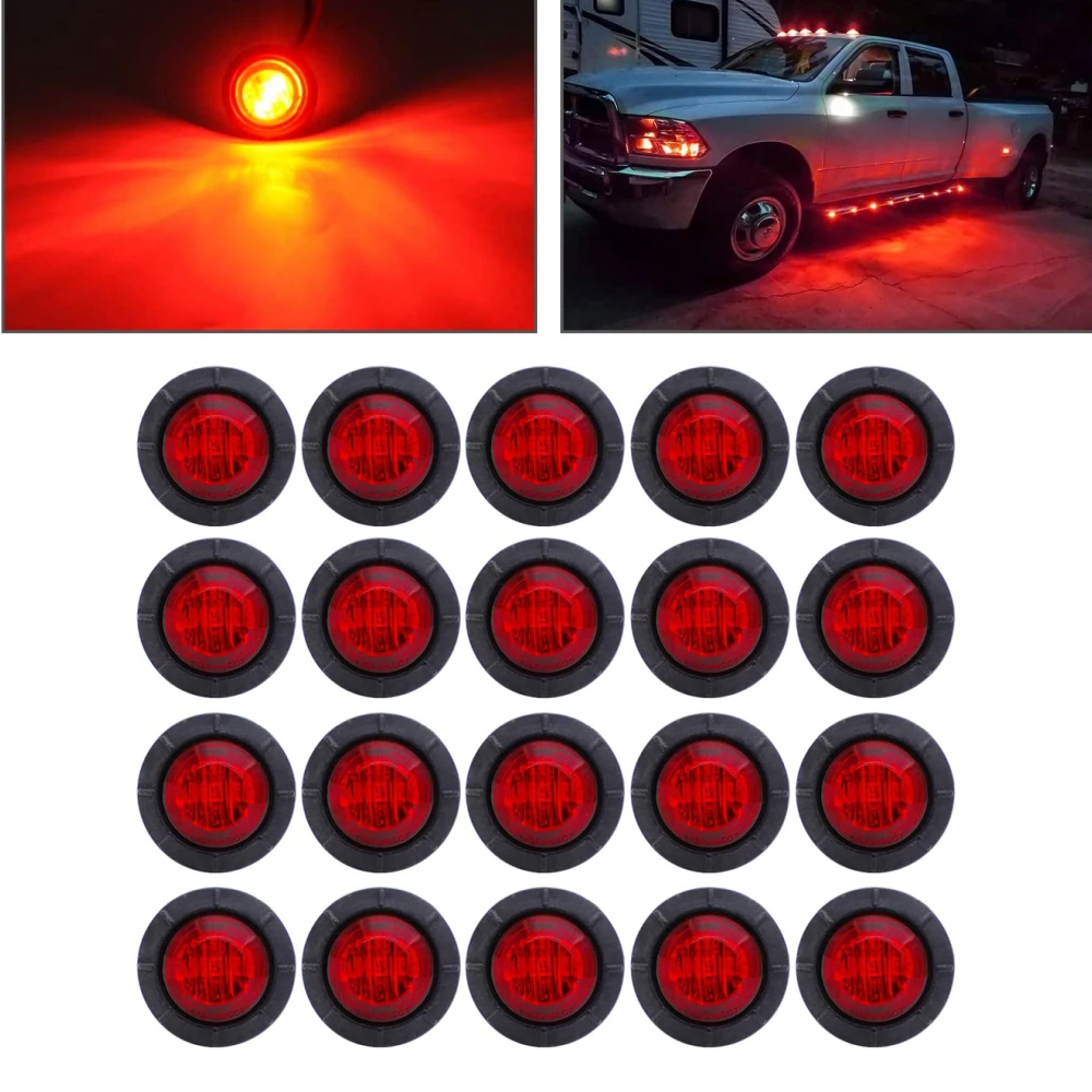 

20PCS Side Lights 6 LED Marker 12V LED Lamp Truck Trailer Round LED Clearence Light Front Rear Indicators Side Marker Light