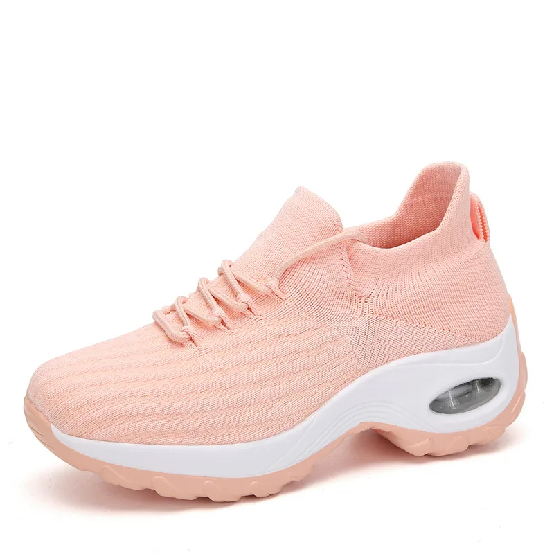 Кроссовки носки женские прогулочные дышащие сетчатые без застежки на платформе