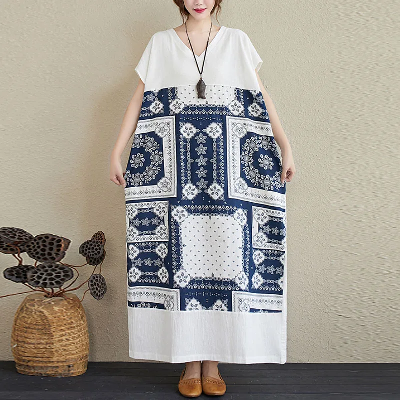 

Цельное женское платье большого размера, летнее Открытое платье без рукавов халат для женщин в винтажном стиле; С принтом Сращивание платье...