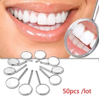 50pcs oral endoscope mirrors head dental exam mirror mouth reflector stainless steel 45 tooth whitening tool oral hygiene care