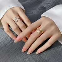 925 silver gold color hexagram lady rings for women zircon fine jewelery star adjustable ring sisters girlfriends gift
