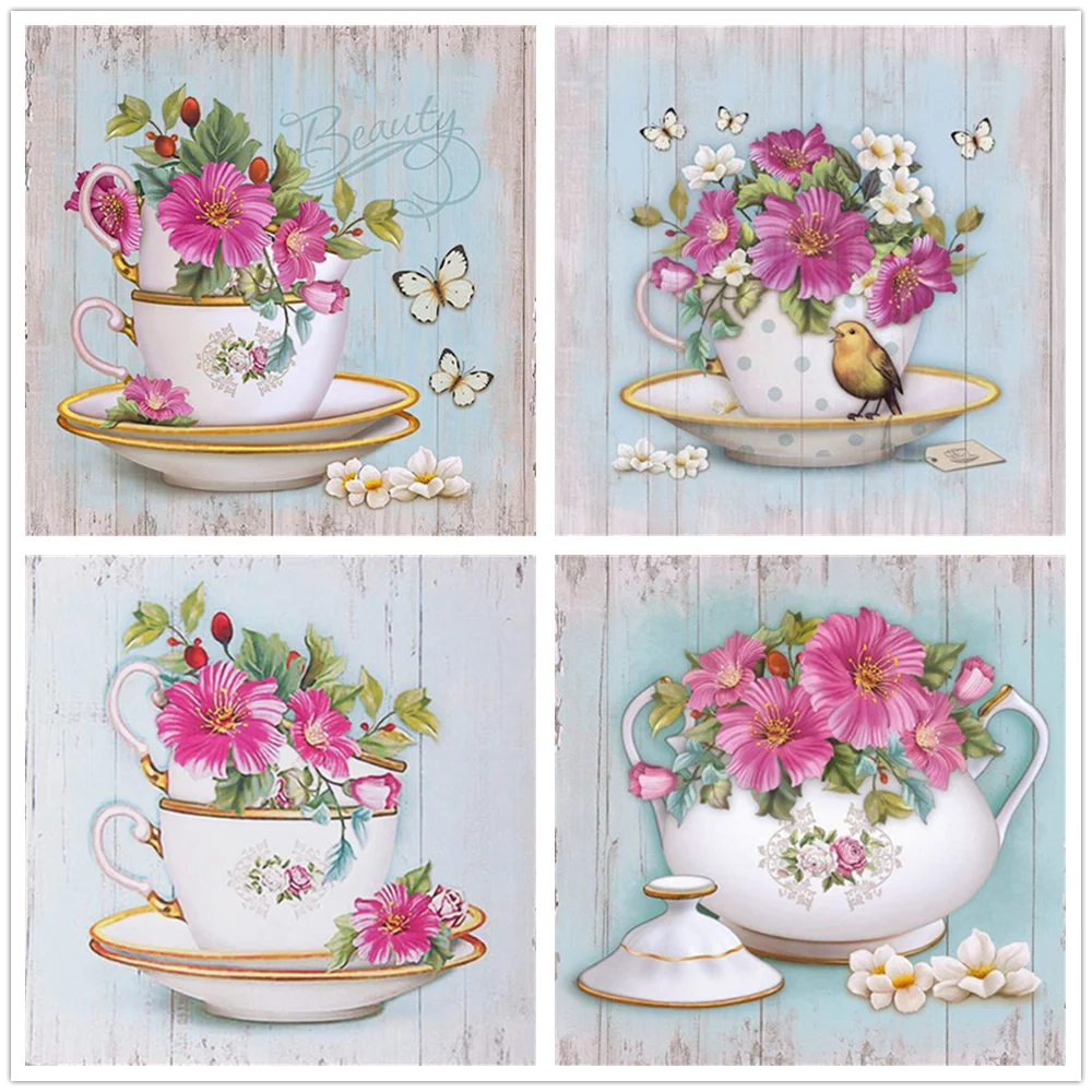 5D алмазная вышивка бабочка цветок полный набор алмазной живописи мозаика чайник