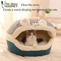 hoopet semi enclosed windshield bed for cat winter warmth pet nest 2 in 1 removable cat house soft bed for pets to sleep at ease