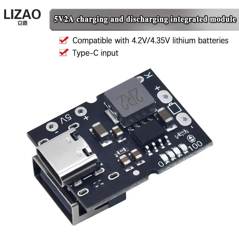 Type-C USB 5V 2A Boost Converter Step-Up Power Module Lithium Battery Charging Protection Board LED Display For DIY Charger | Электронные