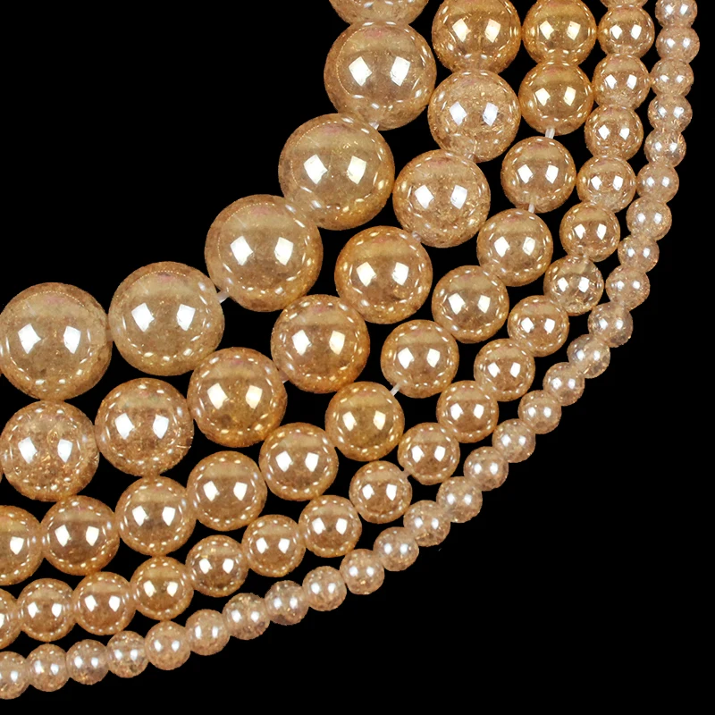 

Natural Stone Gold Cracked Crystal Beads Round Loose Spacer Beads 4 6 8 10 12mm For Diy Handicraft Accessories Jewelry Making