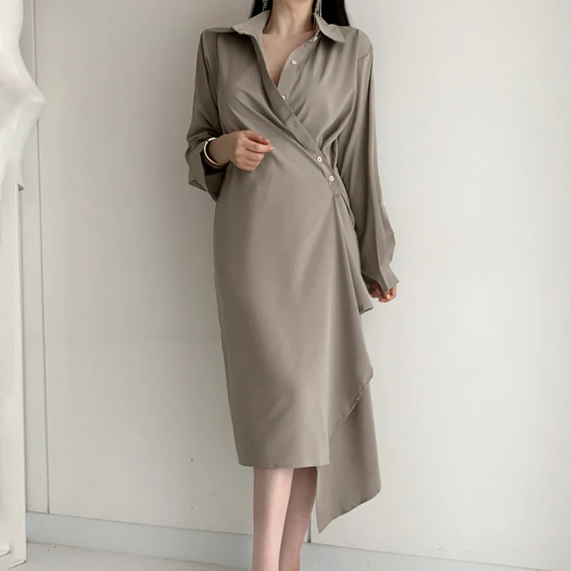 GALCAUR корейское асимметричное белое платье для женщин воротник с лацканами