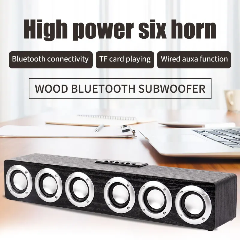 home theater portable column bluetooth speaker wireless wood speaker fm radio soundbox subwoofer soundbar for tv speaker aux usb free global shipping