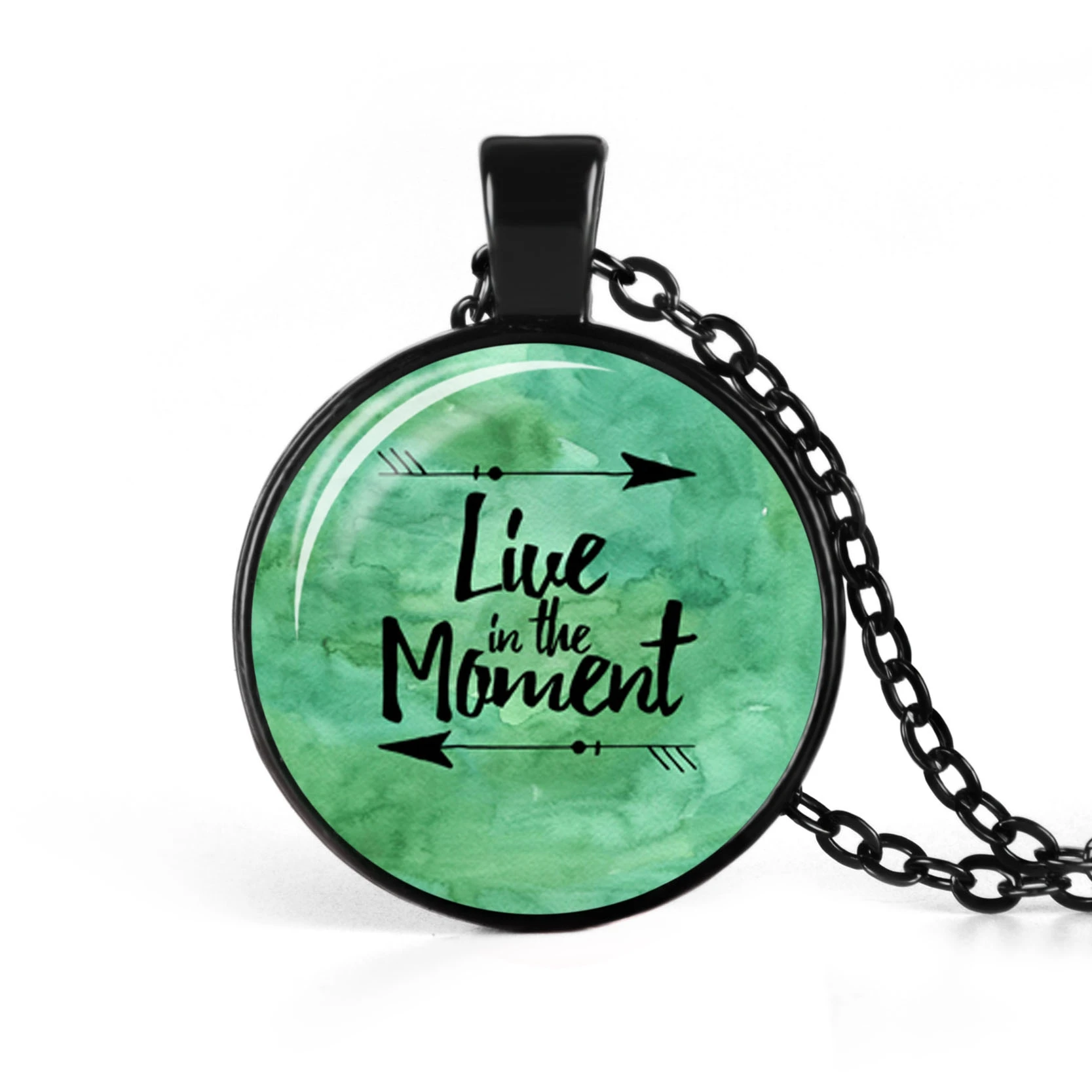 Смелость дорогой сердце черный стеклянный купольный Кабошон ожерелье Мода кулон