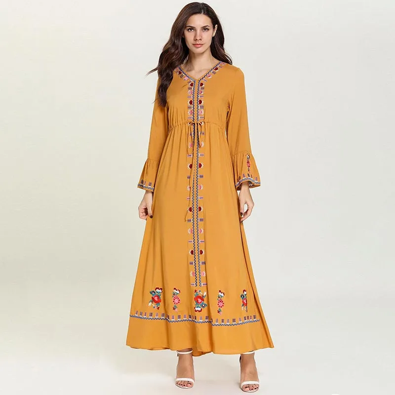 Женское платье с цветочным принтом из искусственного шелка|Мусульманская