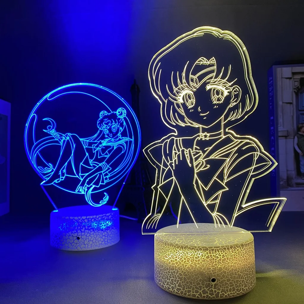 

Sailors Moons For Home Anime Led Night Light Gift To Firend Manga Sailormoon Bedroom Decor Children's Room USB Wall Lamps