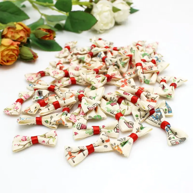 

40pcs Random Mix Cotton webbing Bows DIY Fashion Headwear Accessories Handmade Craft Project Sewing Hats Shoes Flowers