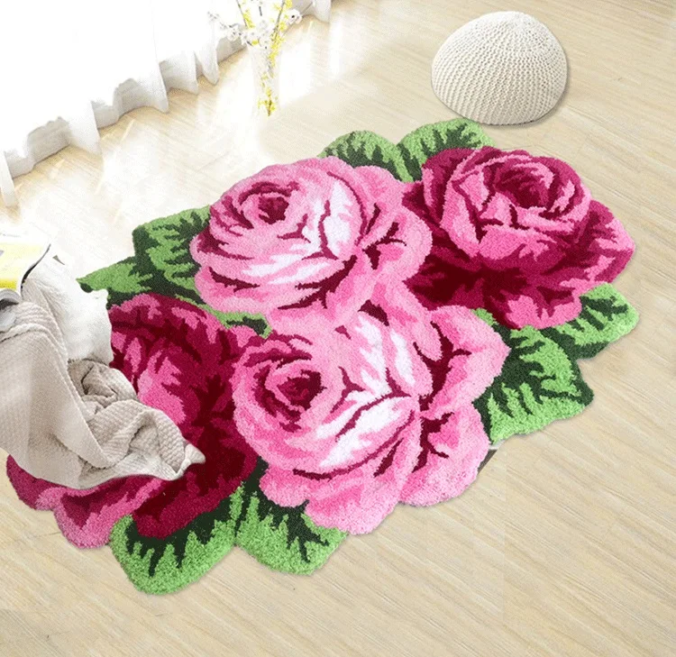 Ковер высшего качества с розовой розой ручной работы ковер розами и цветами