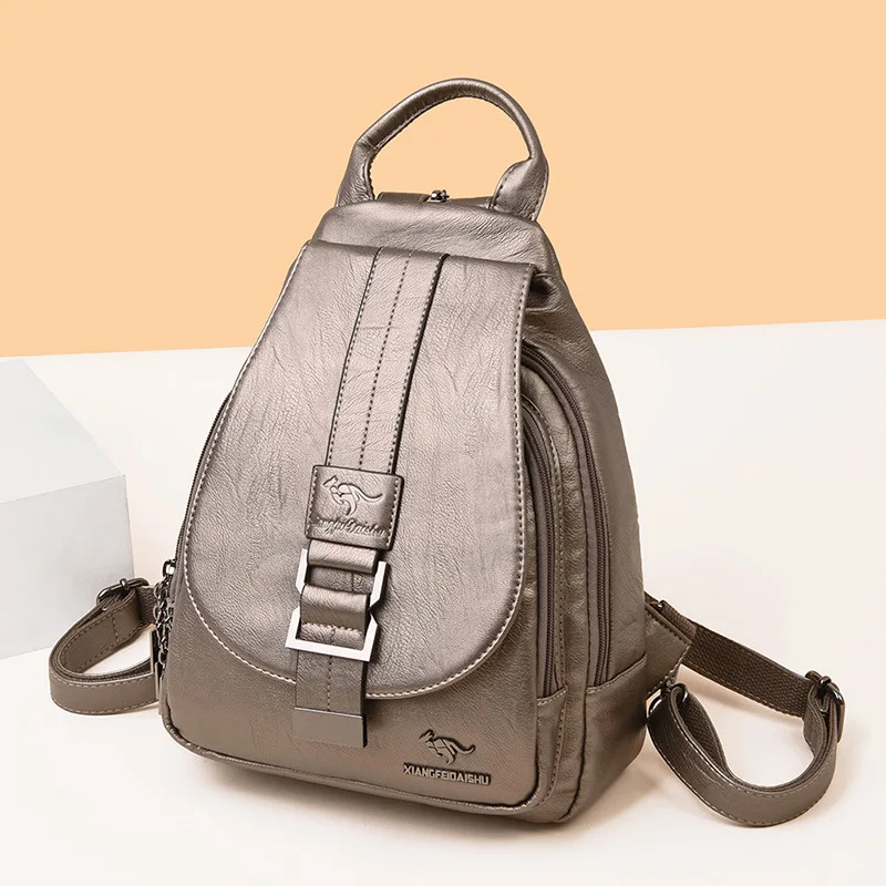 

New Women Leather Backpacks Casual Female Backpack For Teenage Girls School Chest Bag Travel Bagpack Ladies Sac A Dos Back Pack
