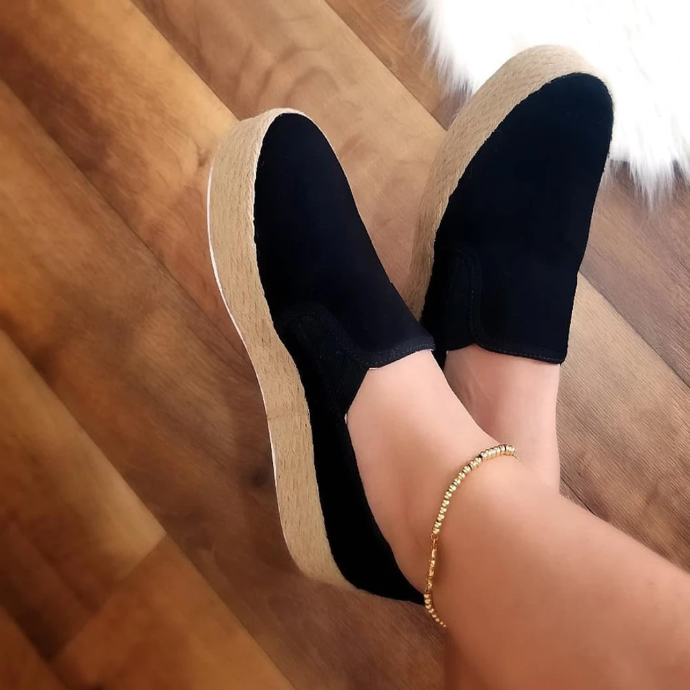 Женские эспадрильи на плоской подошве повседневные Лоферы без застежки толстой