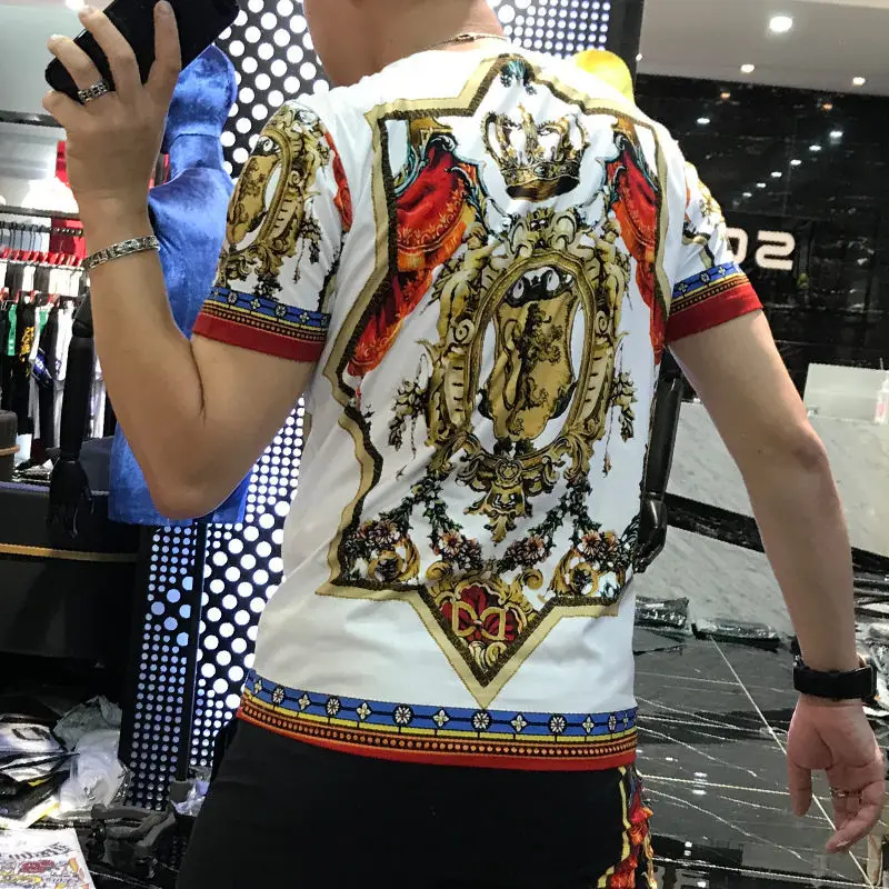 

Men 's Suits / Men 's Short-Sleeved Summer Ice Silk Student Korean Style Fashion Short Sleeve Shorts Suit Men's printed T-shirt