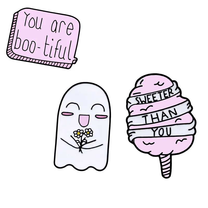 Мультяшные булавки призрак Милая брошь значок розовое мороженое эмалированные