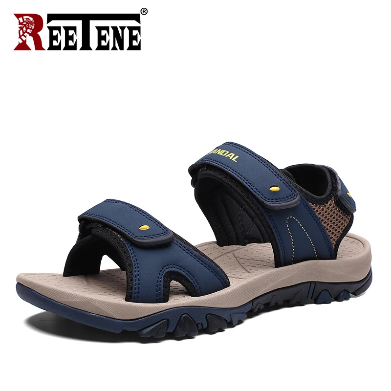 

REETENE Leather Men Summer Shoes Large Size 39-46 Men'S Sandals Soft Comfort Outdoor Sandals Men Quality Non-Slip Sandals Male