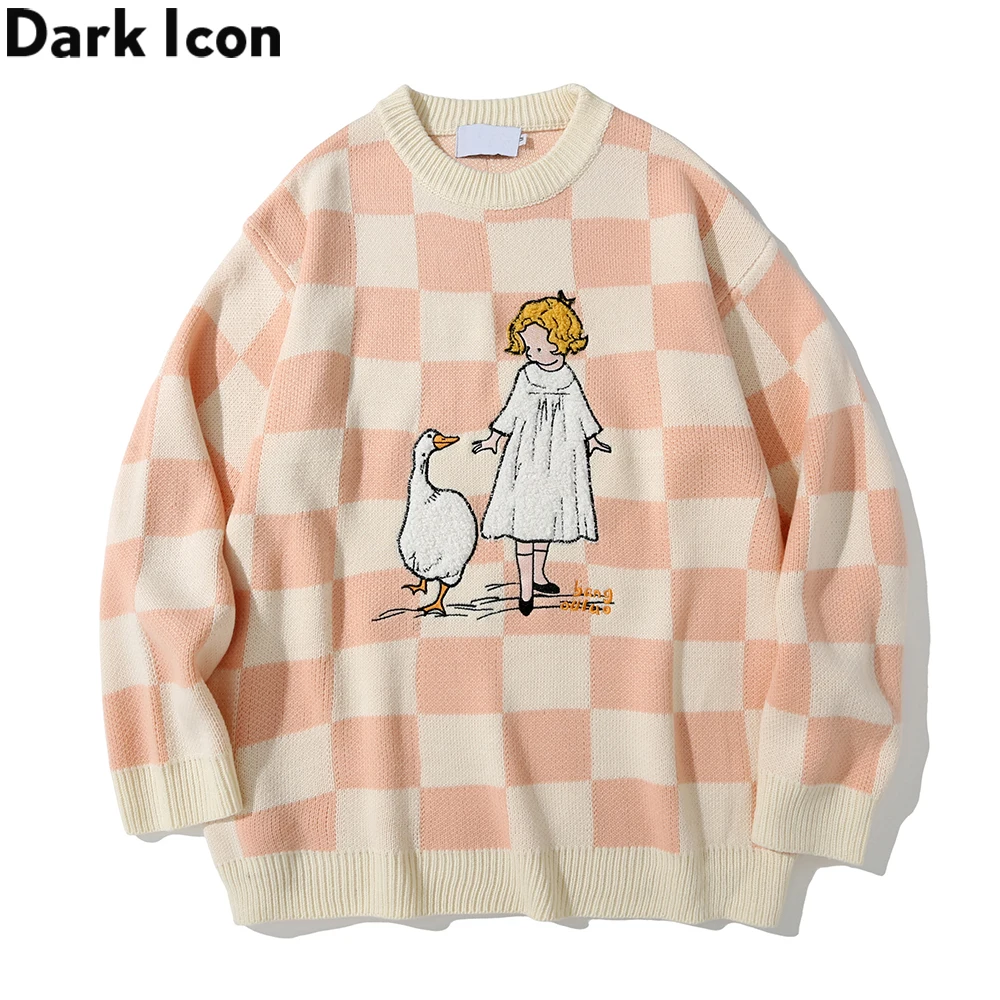 

Свитер мужской/женский в клетку, с круглым вырезом