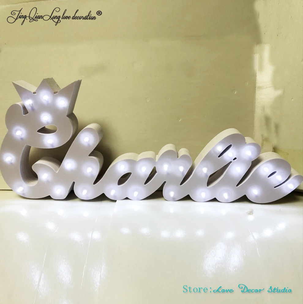 Bespoke Luxury Gift Crown Light Up Letters Bespoke Light up Name Birthday Gift Name with LED Lights Bedroom Bedroom Decoration C