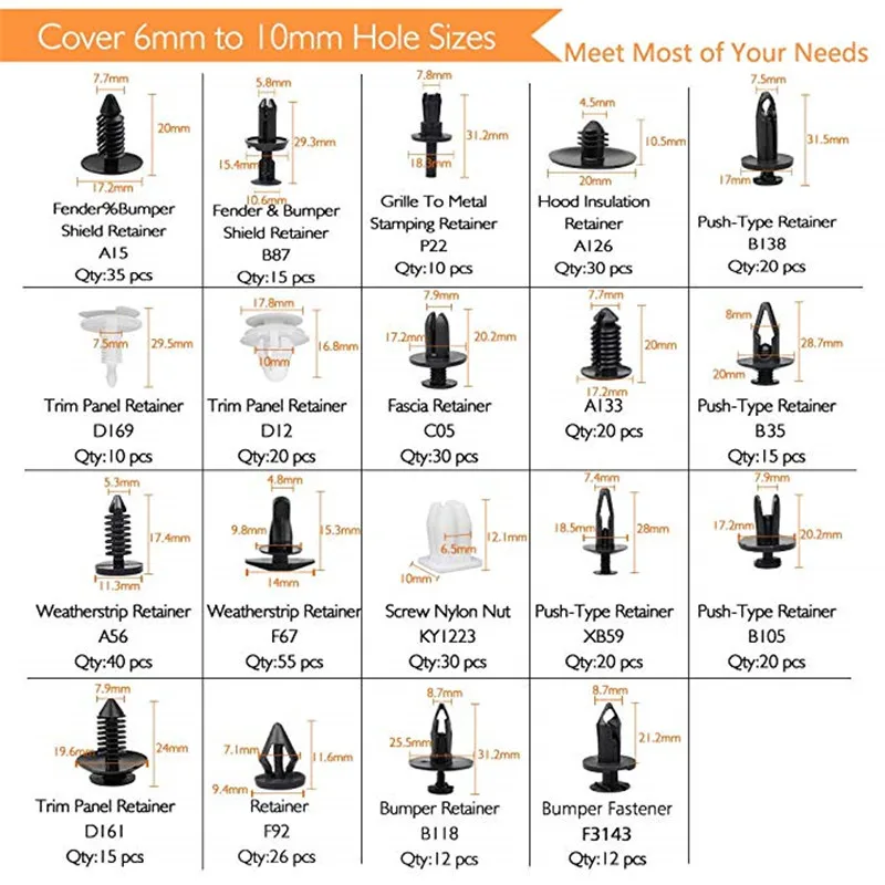 465 шт. клипса для автомобильного крепления смешанные фиксаторы кузова автомобиля