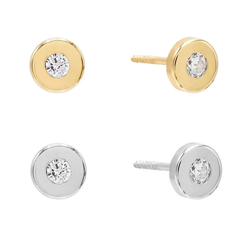 

Aide 925 Sterling Silver Round Cut CZ Zircon Screw Back Stud Earrings For Women Wedding Elegant Jewelry Christmas Earrings