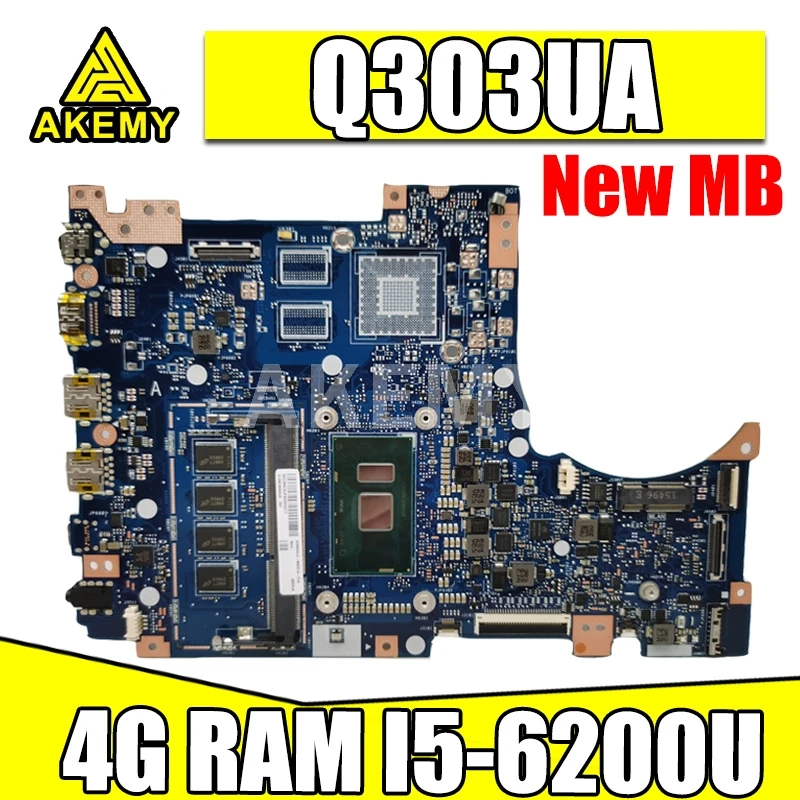 

Akemy Q303UA материнская плата для For Asus Q303U Q303UA материнская плата для ноутбука Q303UAK с I5-6200U 4 Гб оперативной памяти
