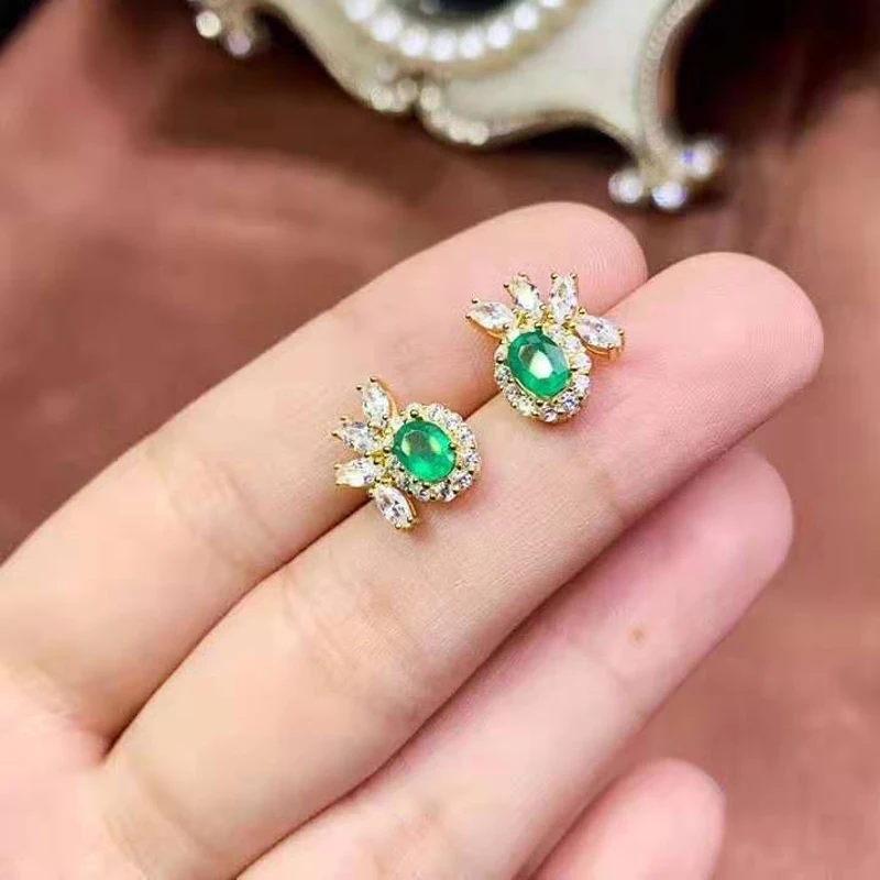 Женские серьги из серебра 925 пробы с натуральным изумрудом|Серьги-подвески| |