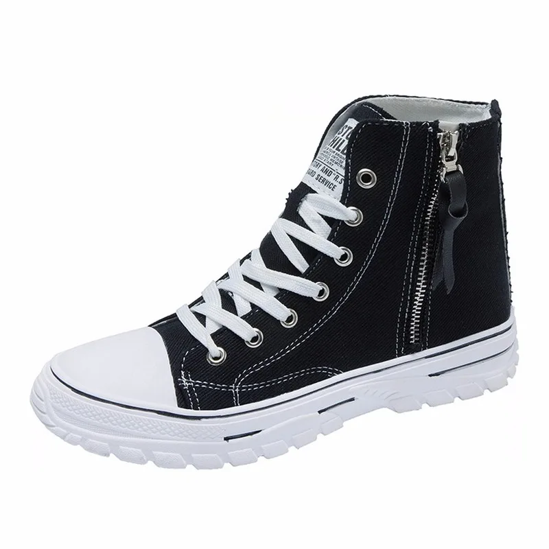 

Canvas Shoes Women Sneakers High Top Thick Bottom Side Zipper Add Cotton Single Casual Shoes Women Vulcanized Shoes W23-14