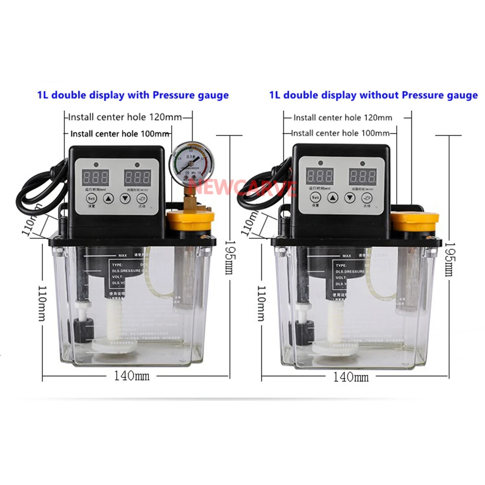 Полностью автоматический насос для смазочного масла 1 л с манометром