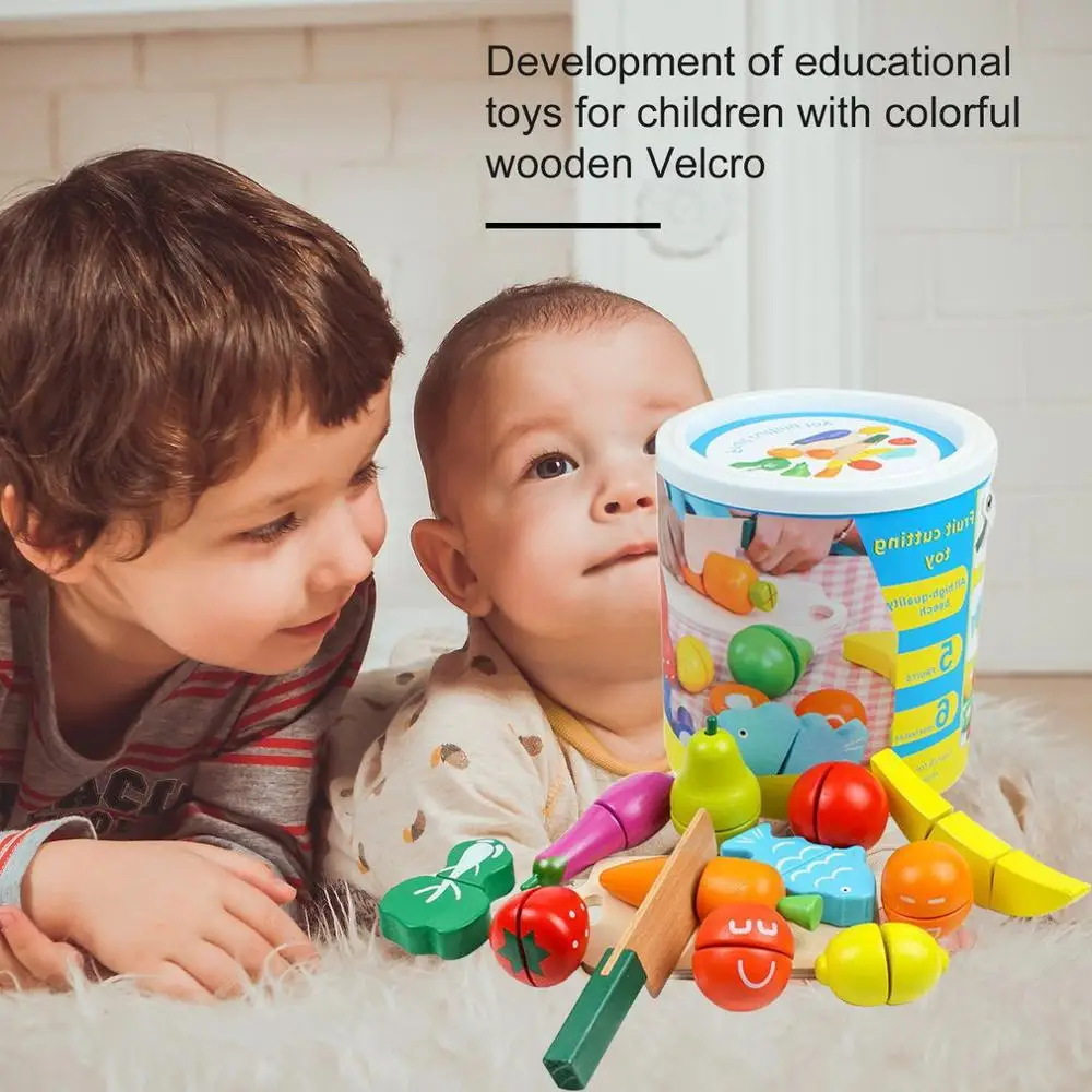 Горячая продажа деревянные красочные детские Развивающие игрушки фрукты и овощи